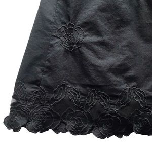 Hillard and Hanson Black Cotton Boho Skirt Embroidered Cutouts Classic Size 4